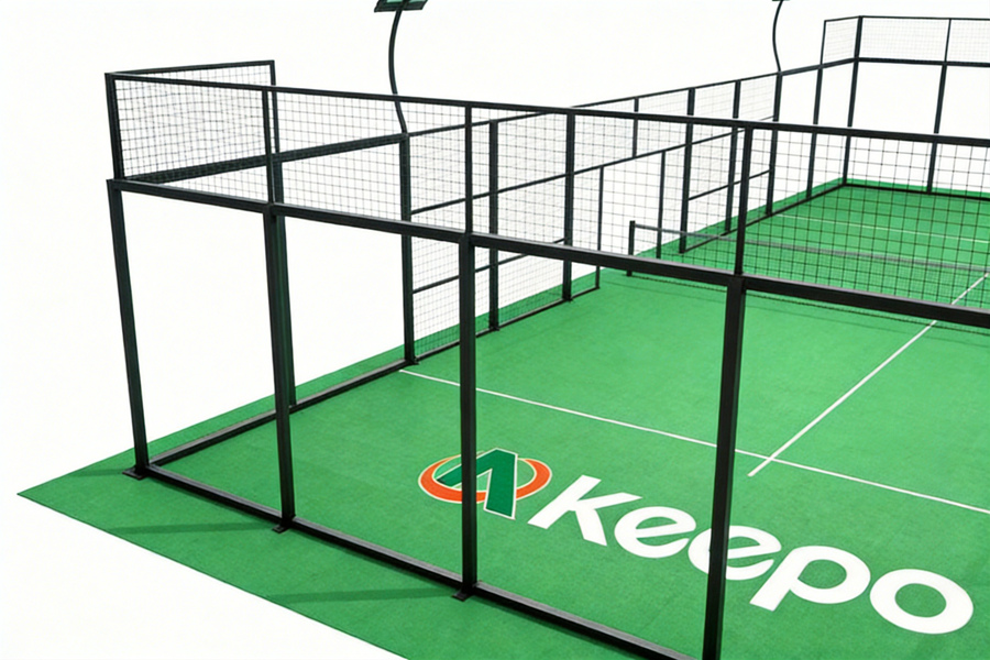 Classic panel-net court detail view