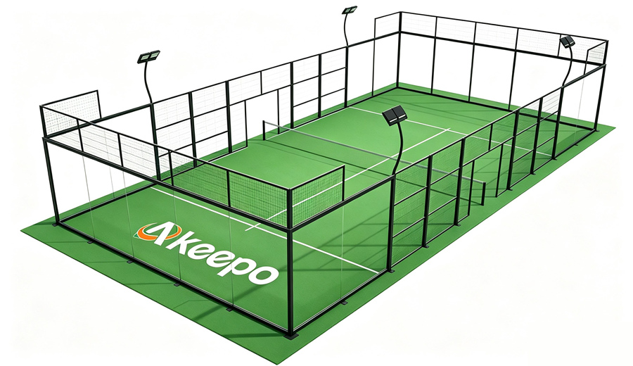 Panoramic Padel Court with all-glass enclosure and corner posts