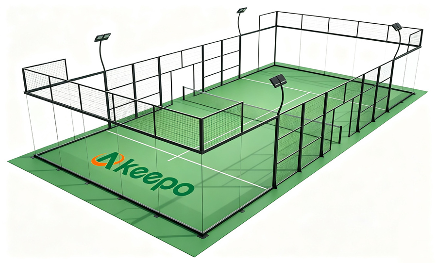 Full Panoramic Padel Court with 360-degree glass walls